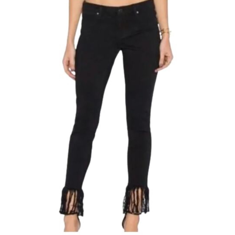Black Fringed Women's Jeans